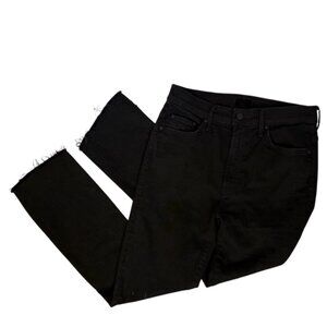 MOTHER Jeans Black denim The Insider Crop Step Fray hem Cropped Stretch